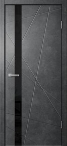 Межкомнатная дверь LN 02, 900*2000, Бетон темный, ЗПК, (стекло черное)