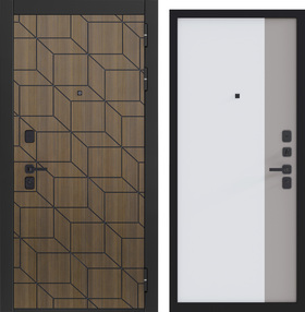 Стальная дверь, Фортис, ларче орех с патиной-белый софт /velutte crema, 860*2050 (Пр), в комплекте с замком, ЗПК