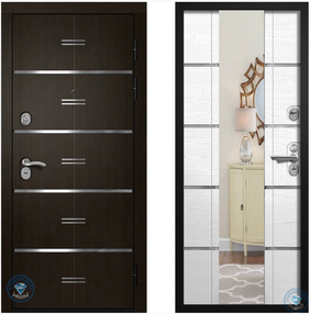 Стальная дверь, Феникс, венге-дуб кантри горизонт, 880*2050 (Пр), в комплекте с замком, Алмаз