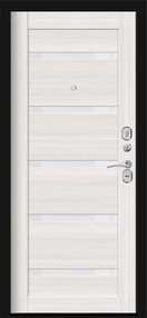 Стальная дверь, ХИТ 6, черный шелк-лиственница белая, 860*2050 (Пр), стекло белое, в комплекте с замком, АРГУС
