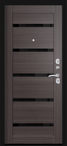 Стальная дверь, ХИТ 7, черный шелк-венге, 960*2050 (Л), стекло черное, в комплекте с замком, АРГУС