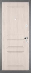 Стальная дверь, ТРАСТ ЭКО/2, букле антрацит-ясень ривьера крем, 860*2050 (Л), в ком-те с замком, Мастино