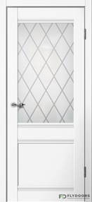 Межкомнатная дверь С01, 900*2000, Белый, Сибирь Профиль, (стекло матовое), Английская решётка