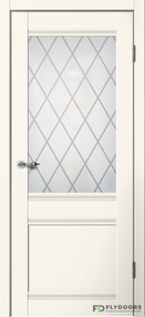 Межкомнатная дверь С01, 700*2000, Ваниль, Сибирь Профиль, (стекло матовое), Английская решётка