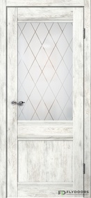 Межкомнатная дверь С01, 700*2000, Ель альпийская, Сибирь Профиль, (стекло матовое), Английская решётка