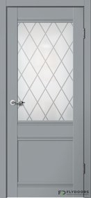 Межкомнатная дверь С01, 900*2000, серый, Сибирь Профиль, (стекло матовое), Английская решётка