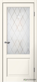 Межкомнатная дверь С02, 900*2000, Ваниль, Сибирь Профиль, (стекло матовое), Английская решётка