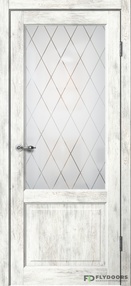 Межкомнатная дверь С02, 700*2000, Ель альпийская, Сибирь Профиль, (стекло матовое), Английская решётка