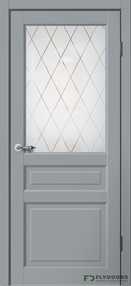 Межкомнатная дверь С03, 900*2000, серый, Сибирь Профиль, (стекло матовое), Английская решётка