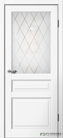 Межкомнатная дверь С03, 900*2000, Белый, Сибирь Профиль, (стекло матовое), Английская решётка