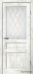 Межкомнатная дверь С03, 900*2000, Ель альпийская, Сибирь Профиль, (стекло матовое), Английская решётка