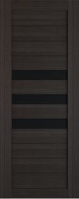 Межкомнатная дверь Техно-7, 600*2000, Орех темный, ДвериСити, (стекло черное)