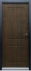 Стальная дверь, Эталон Термо-2, черный муар-тиковое дерево, 960*2050 (Л), терморазрыв, в комплекте с замком, Эталон