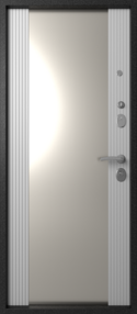 Стальная дверь, Эталон М-5, букле черный-белый снег, 960*2050 (Пр), Зеркало, в комплекте с замком, Эталон