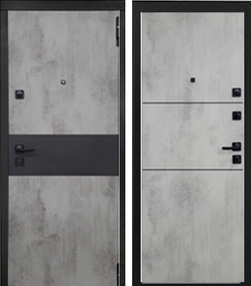 Входная дверь ЛОФТ БЕТОН, бетон темный-бетон светлый, 860*2050 (Пр), в комплекте с замком, Ferroni