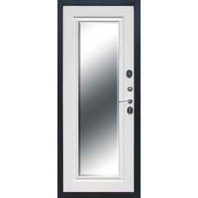 Входная дверь Гарда 7,5 ЗЕРКАЛО, серебро-белый ясень, 860*2050 (Пр), Зеркало, в комплекте с замком, Ferroni
