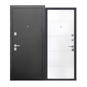 Стальная дверь, 9 см, серебро-эмалит белый, 960*2050 (Л), в комплекте с замком, Ferroni