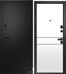 Стальная дверь, МЕДЕЯ-315, сатин черный-софт айс, 960*2050 (Пр), 296, в комплекте с замком, Ретвизан