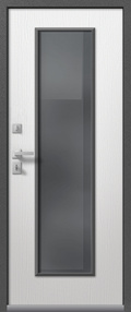 Стальная дверь, Т-2 Premium, антрацит муар-софт ясень белый, 860*2050 (Пр), Стеклопакет 48мм, в ком-те с замком, Центурион
