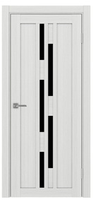 Межкомнатная дверь Турин_551.121, 700*2000, Ясень серебристый, Оптима, (стекло черное лакобель)