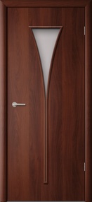 Межкомнатная дверь Салют, 600*2000, Итальянский орех, ЛесКом, (стекло матовое)
