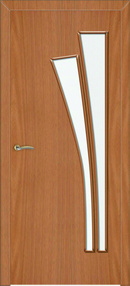 Межкомнатная дверь Лагуна, 600*2000, Миланский орех, ЛесКом, (стекло матовое)