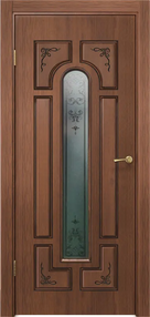 Межкомнатная дверь Палермо, 900*2000, Дуб янтарный патина черная, Vell Doris, (Стекло сатинат фотопечать)