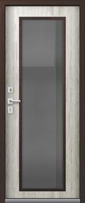 Стальная дверь, Т-11, муар шоколад-дуб полярный, 860*2050 (Пр), Стеклопакет , в комплекте с замком, Центурион