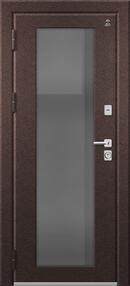 Стальная дверь, Т-11, муар шоколад-дуб полярный, 960*2050 (Л), Стеклопакет , в комплекте с замком, Центурион