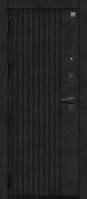 Стальная дверь, V-15, черный муар/бетон темный-софт ясень грей, 860*2050 (Пр), в комплекте с замком, Центурион