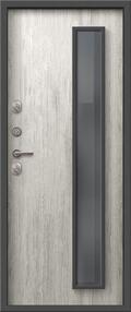 Стальная дверь, Т-800, пепельный муар-дуб полярный, 860*2050 (Пр), Стеклопакет, в комплекте с замком, Центурион