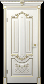 Межкомнатная дверь Олимпия, 700*2000, Белое дерево патина золото, Vell Doris (глухая)