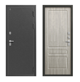 Стальная дверь, Т-6 NEW, антик серебро-дуб полярный, 860*2050 (Л), в комплекте с замком, Центурион
