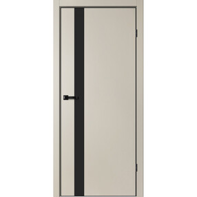 Межкомнатная дверь TR06, 700*2000, Айриш, FLYDOORS, (стекло черное), кромка АЛ черный