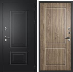 Стальная дверь, Шторм, букле черный-орех пекан, 960*2050 (Пр), в комплекте с замком, FLYDOORS