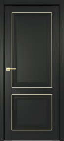 Межкомнатная дверь Прадо, 900*2000, черный, Albero (глухая), молдинг золото