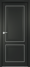 Межкомнатная дверь Прадо, 600*2000, черный, Albero (глухая), молдинг серебро