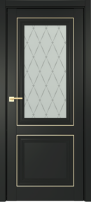 Межкомнатная дверь Прадо, 900*2000, черный, Albero, (стекло Гранд), молдинг золото
