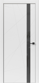Межкомнатная дверь Геометрия, 900*2000, Белый, ДВЕРНЫЕ РЕШЕНИЯ, (стекло черное), чёрная ABS кромка