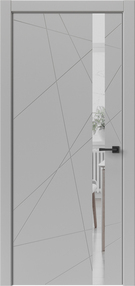 Межкомнатная дверь Геометрия, 600*2000, Лофт светлый, ДВЕРНЫЕ РЕШЕНИЯ, (Зеркало), серая ABS кромка