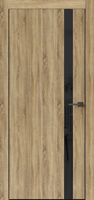 Межкомнатная дверь Прима, 600*2000, Дуб европейский, ДВЕРНЫЕ РЕШЕНИЯ, (стекло черное), чёрная ABS кромка