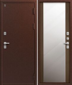 Входная дверь Т-6/1 NEW, медь-миндаль, 860*2050 (Пр), Зеркало, в комплекте с замком, Центурион