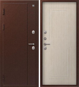 Стальная дверь, Т-100 NEW, медь-седой дуб, 860*2050 (Л), в комплекте с замком, Центурион
