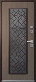 Стальная дверь, Эталон Термо-СП10, шоколадный муар блеск-грецкий орех, 960*2050 (Л), стеклопакет, в комплекте с замком, Эталон