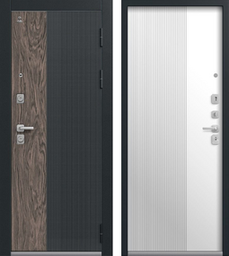 Входная дверь C-111, черный муар/черный кварц/орех мокко-миндаль, 860*2050 (Л), в комплекте с замком, Центурион