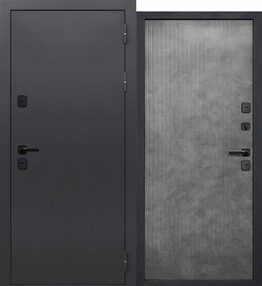 Стальная дверь, ТЕРМО ЭВЕРЕСТ, букле графит-бетон лофт грей, 860*2050 (Л), в комплекте с замком, Ferroni
